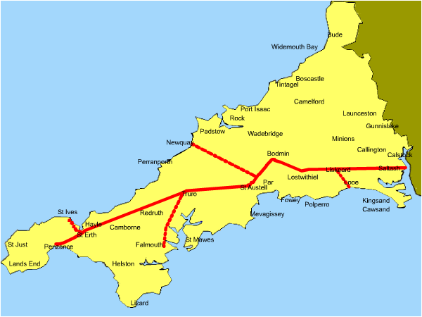 Cornwall Railway map Cornwall com